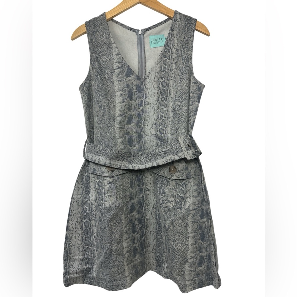 Judith March Gray Snakeprint Sleeveless Dress